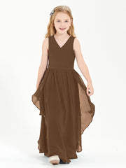 Robes de Demoiselle d'Honneur Junior en Mousseline de Style Boho Chocolat