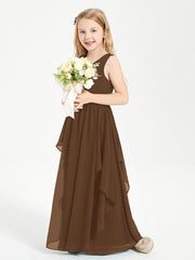 Robes de Demoiselle d'Honneur Junior en Mousseline de Style Boho Chocolat