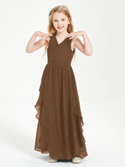 Robes de Demoiselle d'Honneur Junior en Mousseline de Style Boho Chocolat