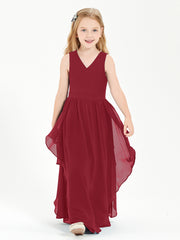 Robes de Demoiselle d'Honneur Junior en Mousseline de Style Boho Bordeaux