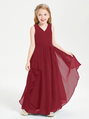 Robes de Demoiselle d'Honneur Junior en Mousseline de Style Boho Bordeaux