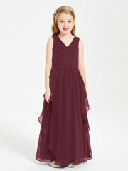 Robes de Demoiselle d'Honneur Junior en Mousseline de Style Boho Cabernet
