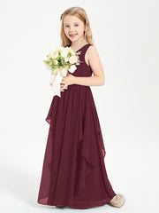 Robes de Demoiselle d'Honneur Junior en Mousseline de Style Boho Cabernet