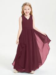Robes de Demoiselle d'Honneur Junior en Mousseline de Style Boho Cabernet