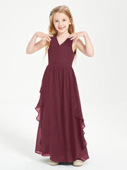 Robes de Demoiselle d'Honneur Junior en Mousseline de Style Boho Cabernet