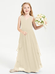 Robes de Demoiselle d'Honneur Junior en Mousseline de Style Boho Champagne