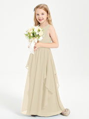 Robes de Demoiselle d'Honneur Junior en Mousseline de Style Boho Champagne