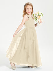 Robes de Demoiselle d'Honneur Junior en Mousseline de Style Boho Champagne