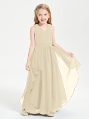 Robes de Demoiselle d'Honneur Junior en Mousseline de Style Boho Champagne