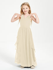 Robes de Demoiselle d'Honneur Junior en Mousseline de Style Boho Champagne