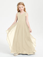 Robes de Demoiselle d'Honneur Junior en Mousseline de Style Boho Champagne