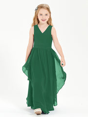 Robes de Demoiselle d'Honneur Junior en Mousseline de Style Boho Vert Foncé