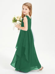 Robes de Demoiselle d'Honneur Junior en Mousseline de Style Boho Vert Foncé