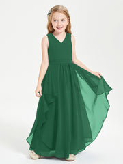 Robes de Demoiselle d'Honneur Junior en Mousseline de Style Boho Vert Foncé
