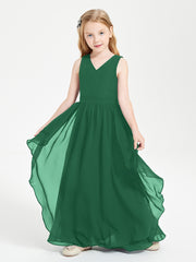 Robes de Demoiselle d'Honneur Junior en Mousseline de Style Boho Vert Foncé