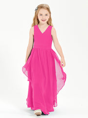Robes de Demoiselle d'Honneur Junior en Mousseline de Style Boho Fuchsia