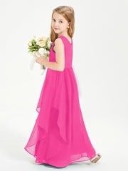 Robes de Demoiselle d'Honneur Junior en Mousseline de Style Boho Fuchsia