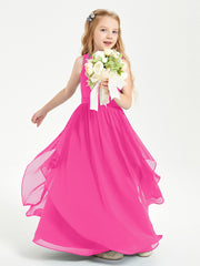 Robes de Demoiselle d'Honneur Junior en Mousseline de Style Boho Fuchsia