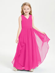 Robes de Demoiselle d'Honneur Junior en Mousseline de Style Boho Fuchsia