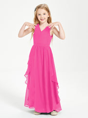 Robes de Demoiselle d'Honneur Junior en Mousseline de Style Boho Fuchsia