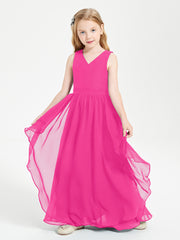 Robes de Demoiselle d'Honneur Junior en Mousseline de Style Boho Fuchsia