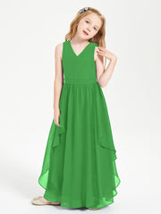 Robes de Demoiselle d'Honneur Junior en Mousseline de Style Boho Vert
