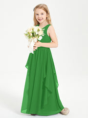 Robes de Demoiselle d'Honneur Junior en Mousseline de Style Boho Vert