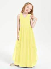 Robes de Demoiselle d'Honneur Junior en Mousseline de Style Boho Citron