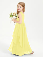 Robes de Demoiselle d'Honneur Junior en Mousseline de Style Boho Citron