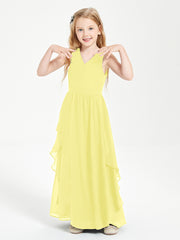 Robes de Demoiselle d'Honneur Junior en Mousseline de Style Boho Citron