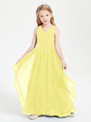 Robes de Demoiselle d'Honneur Junior en Mousseline de Style Boho Citron