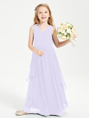 Robes de Demoiselle d'Honneur Junior en Mousseline de Style Boho Lilas