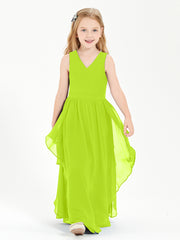 Robes de Demoiselle d'Honneur Junior en Mousseline de Style Boho Vert Citron