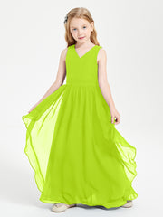 Robes de Demoiselle d'Honneur Junior en Mousseline de Style Boho Vert Citron