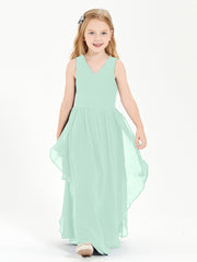 Robes de Demoiselle d'Honneur Junior en Mousseline de Style Boho Vert Menthe