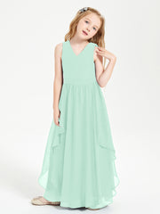 Robes de Demoiselle d'Honneur Junior en Mousseline de Style Boho Vert Menthe