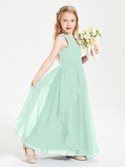 Robes de Demoiselle d'Honneur Junior en Mousseline de Style Boho Vert Menthe