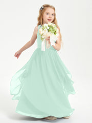 Robes de Demoiselle d'Honneur Junior en Mousseline de Style Boho Vert Menthe