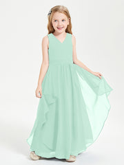 Robes de Demoiselle d'Honneur Junior en Mousseline de Style Boho Vert Menthe