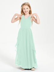 Robes de Demoiselle d'Honneur Junior en Mousseline de Style Boho Vert Menthe