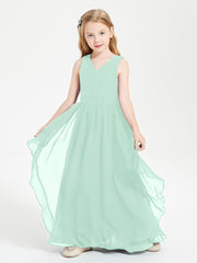 Robes de Demoiselle d'Honneur Junior en Mousseline de Style Boho Vert Menthe
