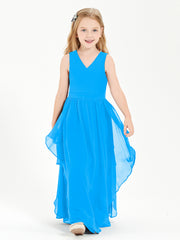 Robes de Demoiselle d'Honneur Junior en Mousseline de Style Boho Bleu Océan