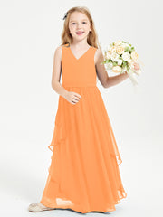 Robes de Demoiselle d'Honneur Junior en Mousseline de Style Boho Orange
