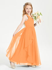 Robes de Demoiselle d'Honneur Junior en Mousseline de Style Boho Orange