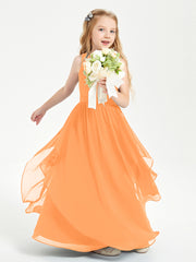 Robes de Demoiselle d'Honneur Junior en Mousseline de Style Boho Orange