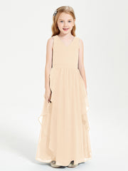 Robes de Demoiselle d'Honneur Junior en Mousseline de Style Boho Pêche