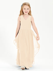 Robes de Demoiselle d'Honneur Junior en Mousseline de Style Boho Pêche