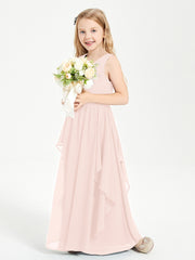 Robes de Demoiselle d'Honneur Junior en Mousseline de Style Boho Rose Perle