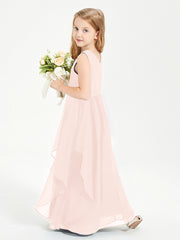 Robes de Demoiselle d'Honneur Junior en Mousseline de Style Boho Rose Perle