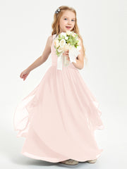 Robes de Demoiselle d'Honneur Junior en Mousseline de Style Boho Rose Perle